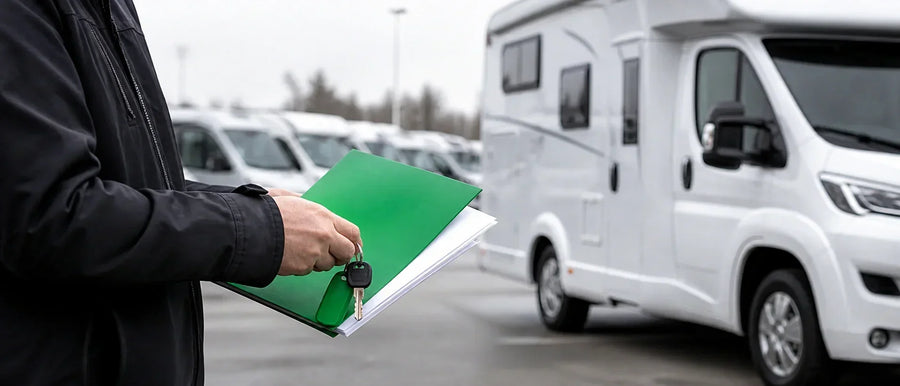 Odbiór wynajętego kampera z dokumentami i kluczykami przed pierwszą podróżą